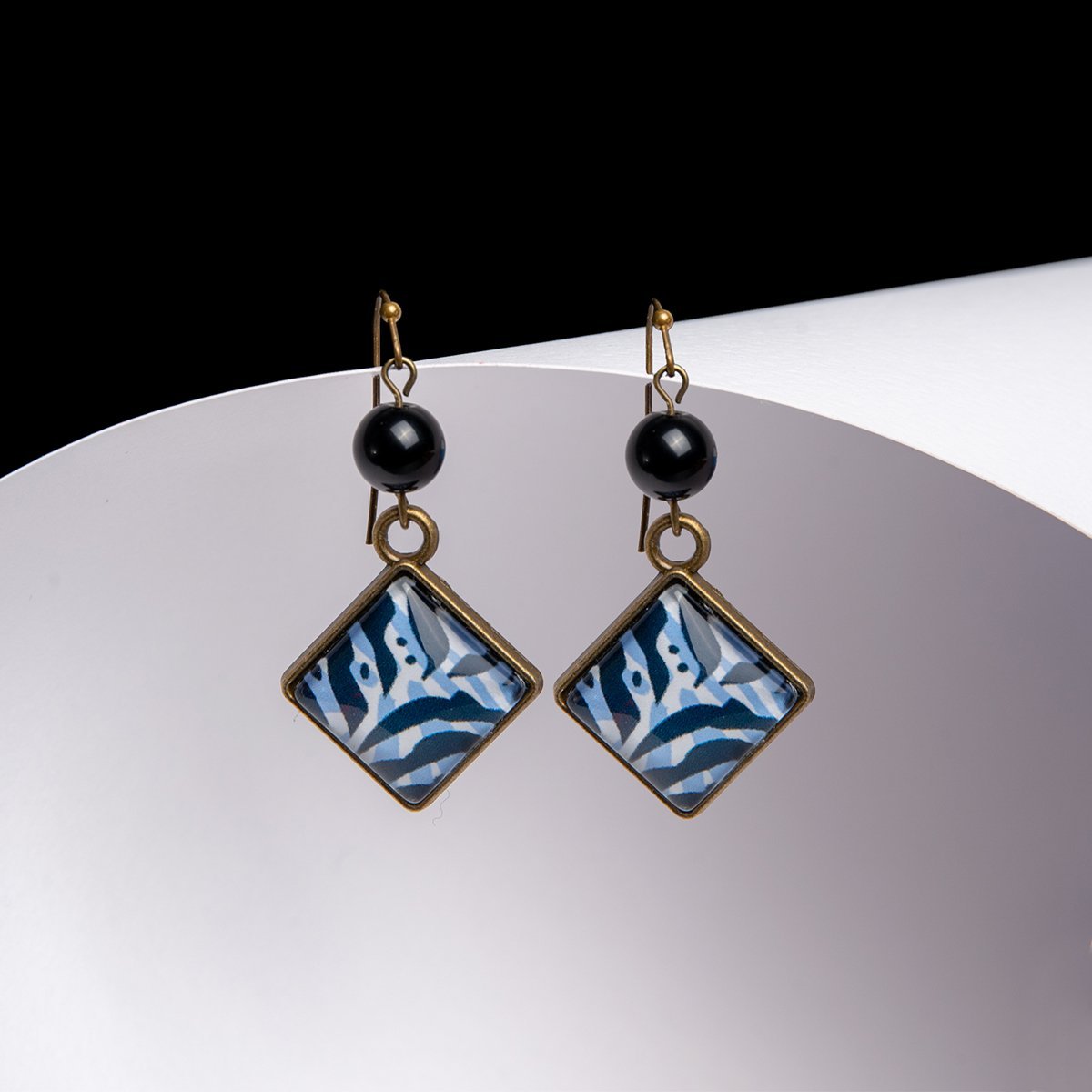 Κρεμαστά σκουλαρίκια Ρόμβοι Animal Print (μπλε) 3 AboutMade Κρεμαστά σκουλαρίκια Ρόμβοι Animal Print (μπλε)