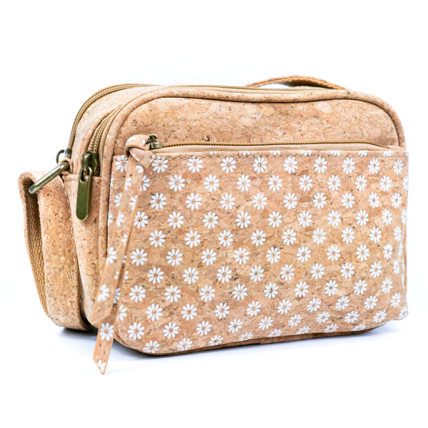 Cork Bag white flowers