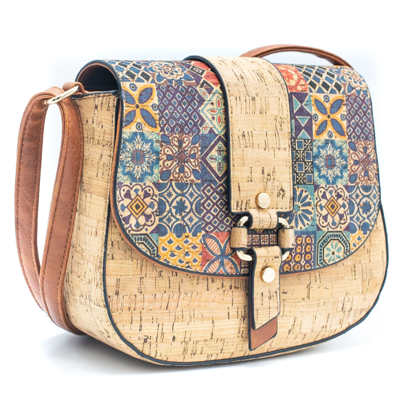 Blue Shapes Cork Bag